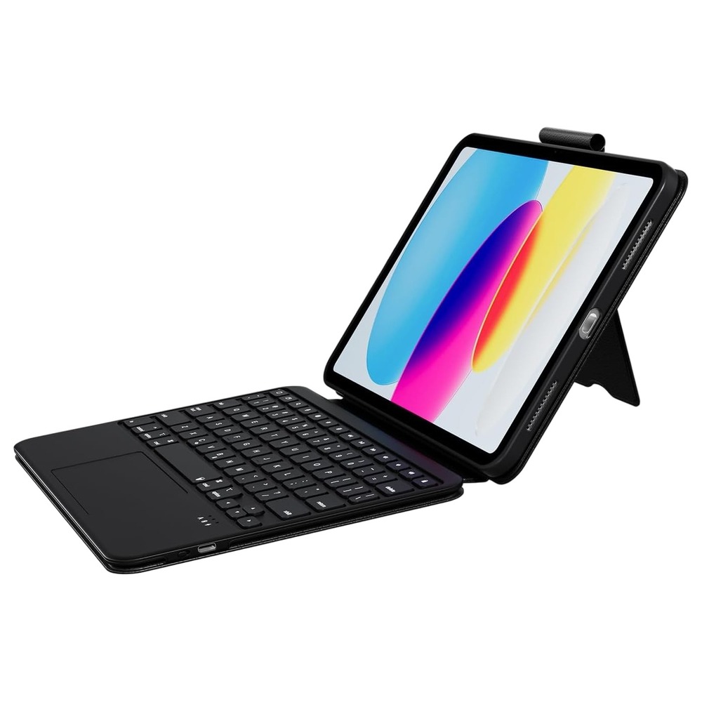 PAUL B iPad 11th A16 10th Gen Keyboard Case Trackpad Pencil Holder Backlit Black